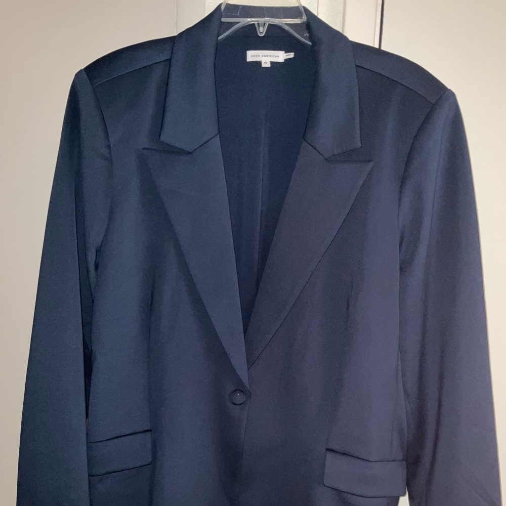 NWOT Good American Fitted Scuba Jacket size 20-22 Navy Blue